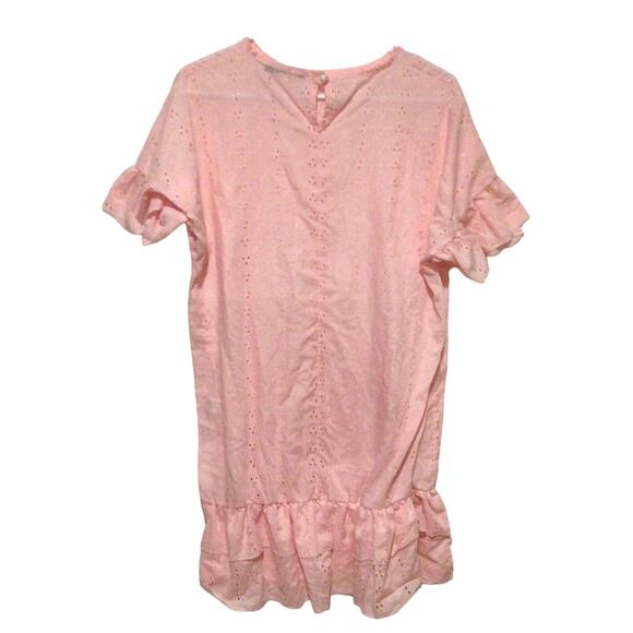 Boohoo Women’s Pink Ruffle Eyelet Shift Dress Size US 10/UK 14 NWT - Picture 2 of 4